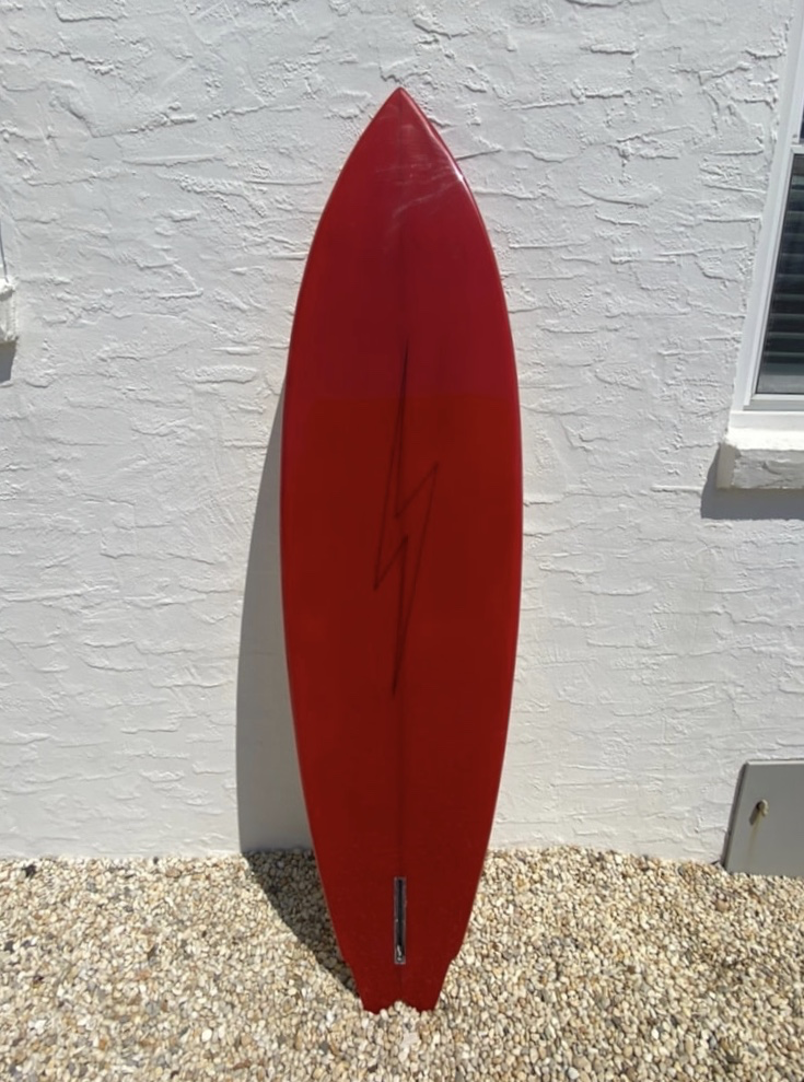Lightning Bolt surfboard shaped by Gerry Lopez (early 1970s